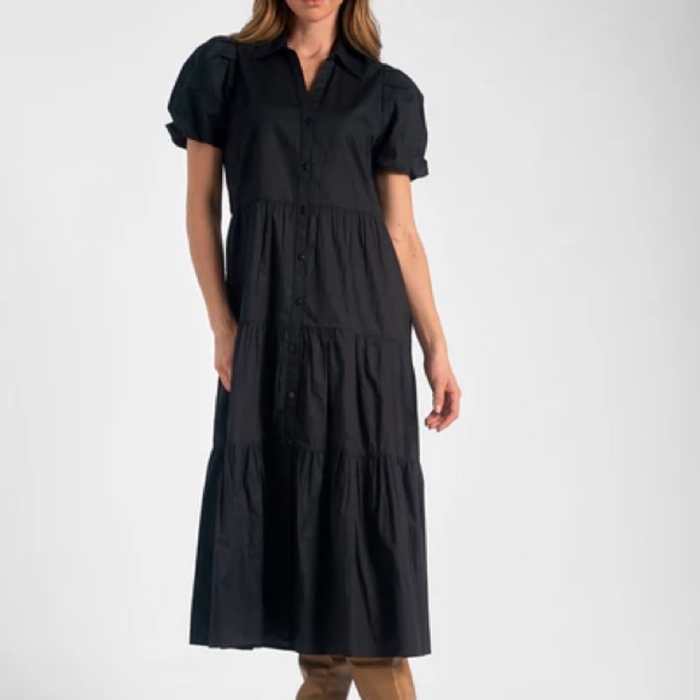 Black Midi Poplin Dress